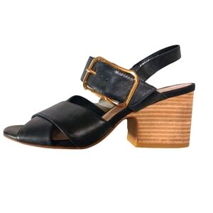 Silent D for Anthropologie Black Leather Sandals-7.5